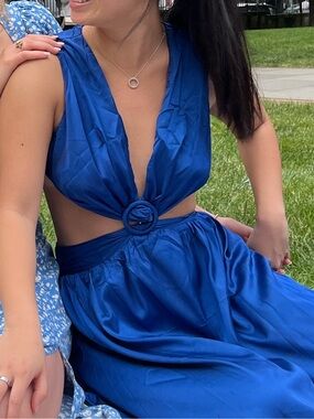 Ring-Front Royal Blue Maxi Dress - Sundae Muse (US size 6 / AUS size 10)